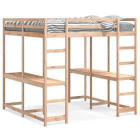 vidaXL Hochbett mit Schreibtisch & Leiter 160x200 cm Massivholz Kiefer