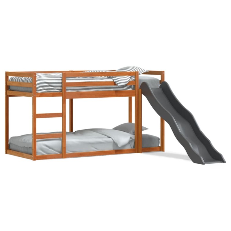 vidaXL Etagenbett mit Rutsche & Leiter Wachsbraun 90x200cm Kiefernholz vidaXL Etagenbett mit Rutsche & Leiter Wachsbraun 90x200cm Kiefernholz