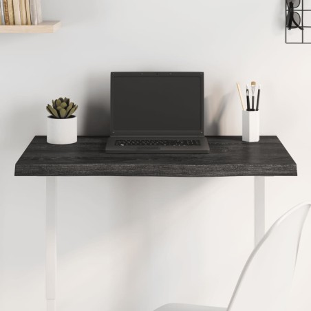Tischplatte Dunkelgrau 80x50x4 cm Massivholz Eiche Behandelt