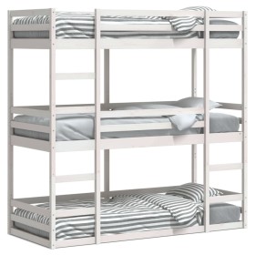 vidaXL Dreifach-Etagenbett Weiß 80x200 cm Massivholz Kiefer