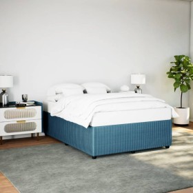 vidaXL Bettgestell Blau 160x200 cm Samt