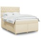 vidaXL Boxspringbett mit Matratze Creme 140x190 cm Stoff vidaXL Boxspringbett mit Matratze Creme 140x190 cm Stoff