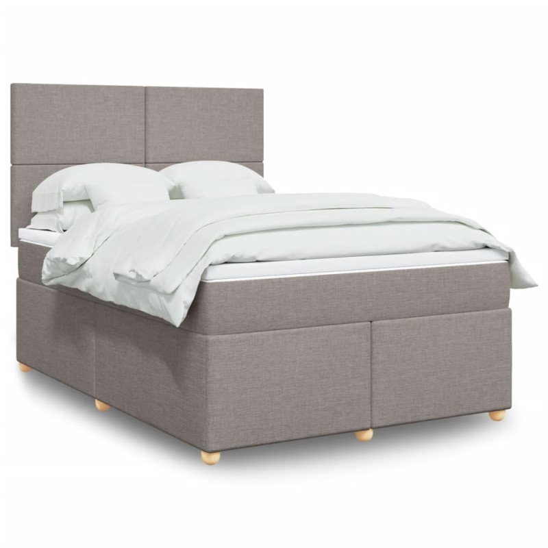 vidaXL Boxspringbett mit Matratze Taupe 140x190 cm Stoff vidaXL Boxspringbett mit Matratze Taupe 140x190 cm Stoff