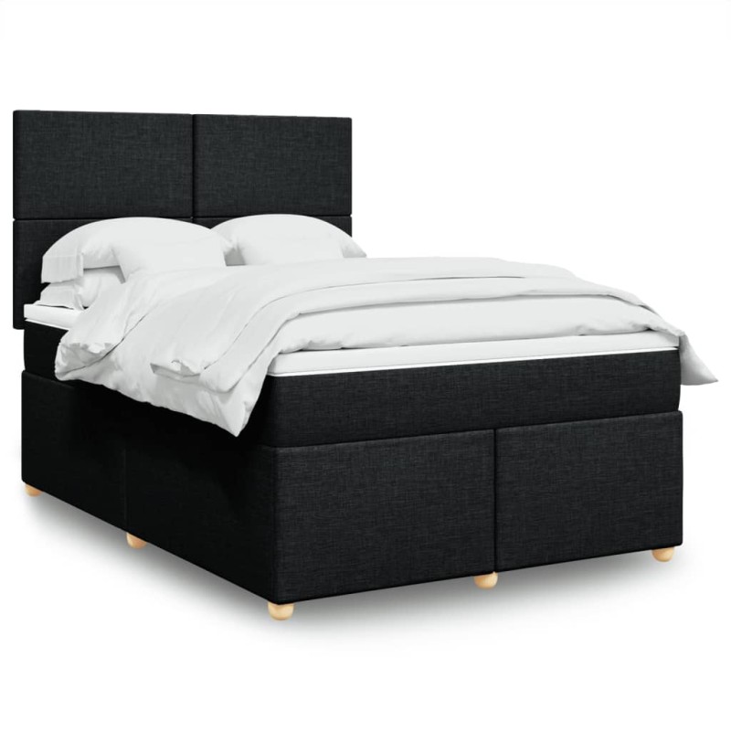 vidaXL Boxspringbett mit Matratze Schwarz 140x190 cm Stoff vidaXL Boxspringbett mit Matratze Schwarz 140x190 cm Stoff