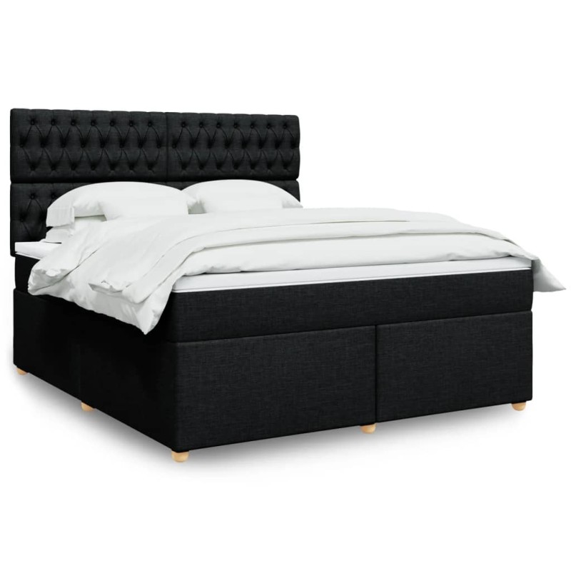 vidaXL Boxspringbett mit Matratze Schwarz 180x200 cm Stoff vidaXL Boxspringbett mit Matratze Schwarz 180x200 cm Stoff