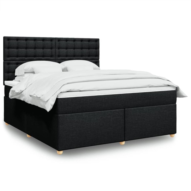 vidaXL Boxspringbett mit Matratze Schwarz 180x200 cm Stoff vidaXL Boxspringbett mit Matratze Schwarz 180x200 cm Stoff