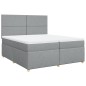 vidaXL Boxspringbett mit Matratze Hellgrau 200x200 cm Stoff vidaXL Boxspringbett mit Matratze Hellgrau 200x200 cm Stoff
