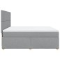 vidaXL Boxspringbett mit Matratze Hellgrau 200x200 cm Stoff vidaXL Boxspringbett mit Matratze Hellgrau 200x200 cm Stoff