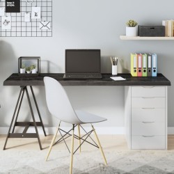 Tischplatte Dunkelgrau 160x50x4 cm Massivholz Eiche Behandelt