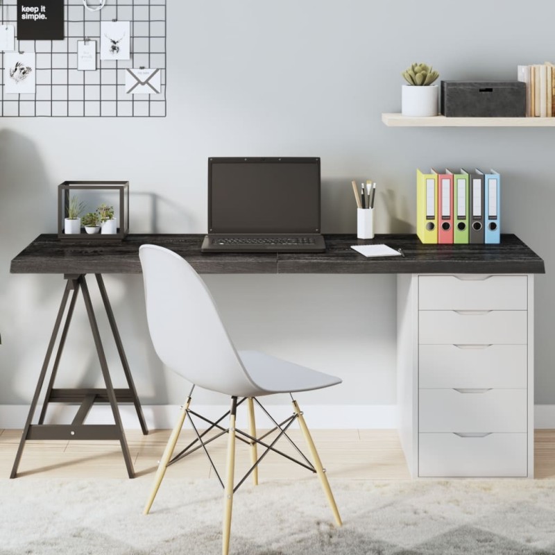 Tischplatte Dunkelgrau 160x50x4 cm Massivholz Eiche Behandelt Tischplatte Dunkelgrau 160x50x4 cm Massivholz Eiche Behandelt