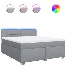 vidaXL Boxspringbett mit Matratze Hellgrau 180x200 cm Stoff