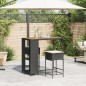 vidaXL 3-tlg. Gartenbar-Set mit Kissen Schwarz Poly Rattan vidaXL 3-tlg. Gartenbar-Set mit Kissen Schwarz Poly Rattan