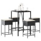 vidaXL 5-tlg. Gartenbar-Set mit Kissen Schwarz Poly Rattan vidaXL 5-tlg. Gartenbar-Set mit Kissen Schwarz Poly Rattan