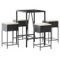 vidaXL 5-tlg. Gartenbar-Set mit Kissen Schwarz Poly Rattan vidaXL 5-tlg. Gartenbar-Set mit Kissen Schwarz Poly Rattan