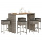 vidaXL 7-tlg. Gartenbar-Set mit Kissen Grau Poly Rattan vidaXL 7-tlg. Gartenbar-Set mit Kissen Grau Poly Rattan