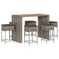 vidaXL 7-tlg. Gartenbar-Set mit Kissen Grau Poly Rattan vidaXL 7-tlg. Gartenbar-Set mit Kissen Grau Poly Rattan