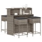 vidaXL 5-tlg. Gartenbar-Set mit Kissen Grau Poly Rattan vidaXL 5-tlg. Gartenbar-Set mit Kissen Grau Poly Rattan