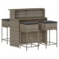 vidaXL 5-tlg. Gartenbar-Set mit Kissen Grau Poly Rattan vidaXL 5-tlg. Gartenbar-Set mit Kissen Grau Poly Rattan