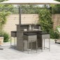 vidaXL 5-tlg. Gartenbar-Set mit Kissen Grau Poly Rattan vidaXL 5-tlg. Gartenbar-Set mit Kissen Grau Poly Rattan