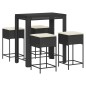vidaXL 5-tlg. Gartenbar-Set mit Kissen Schwarz Poly Rattan vidaXL 5-tlg. Gartenbar-Set mit Kissen Schwarz Poly Rattan