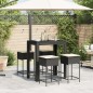 vidaXL 5-tlg. Gartenbar-Set mit Kissen Schwarz Poly Rattan vidaXL 5-tlg. Gartenbar-Set mit Kissen Schwarz Poly Rattan