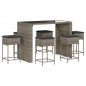 vidaXL 7-tlg. Gartenbar-Set mit Kissen Grau Poly Rattan vidaXL 7-tlg. Gartenbar-Set mit Kissen Grau Poly Rattan