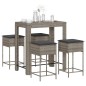 vidaXL 5-tlg. Gartenbar-Set mit Kissen Grau Poly Rattan vidaXL 5-tlg. Gartenbar-Set mit Kissen Grau Poly Rattan