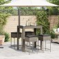 vidaXL 5-tlg. Gartenbar-Set mit Kissen Grau Poly Rattan vidaXL 5-tlg. Gartenbar-Set mit Kissen Grau Poly Rattan