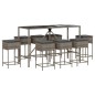 vidaXL 9-tlg. Gartenbar-Set mit Kissen Grau Poly Rattan vidaXL 9-tlg. Gartenbar-Set mit Kissen Grau Poly Rattan