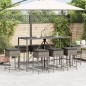 vidaXL 9-tlg. Gartenbar-Set mit Kissen Grau Poly Rattan vidaXL 9-tlg. Gartenbar-Set mit Kissen Grau Poly Rattan