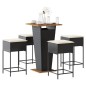 vidaXL 5-tlg. Gartenbar-Set mit Kissen Schwarz Poly Rattan vidaXL 5-tlg. Gartenbar-Set mit Kissen Schwarz Poly Rattan