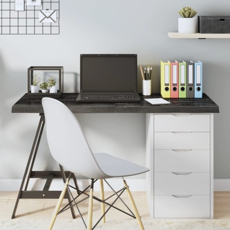 Tischplatte Dunkelgrau 120x50x4 cm Massivholz Eiche Behandelt