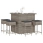 vidaXL 5-tlg. Gartenbar-Set mit Kissen Grau Poly Rattan vidaXL 5-tlg. Gartenbar-Set mit Kissen Grau Poly Rattan