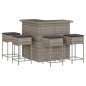 vidaXL 5-tlg. Gartenbar-Set mit Kissen Grau Poly Rattan vidaXL 5-tlg. Gartenbar-Set mit Kissen Grau Poly Rattan