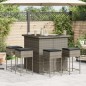 vidaXL 5-tlg. Gartenbar-Set mit Kissen Grau Poly Rattan vidaXL 5-tlg. Gartenbar-Set mit Kissen Grau Poly Rattan