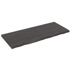 Tischplatte Dunkelgrau 120x50x4 cm Massivholz Eiche Behandelt