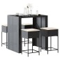 vidaXL 5-tlg. Gartenbar-Set mit Kissen Schwarz Poly Rattan vidaXL 5-tlg. Gartenbar-Set mit Kissen Schwarz Poly Rattan