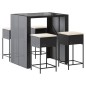 vidaXL 5-tlg. Gartenbar-Set mit Kissen Schwarz Poly Rattan vidaXL 5-tlg. Gartenbar-Set mit Kissen Schwarz Poly Rattan