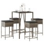 vidaXL 5-tlg. Gartenbar-Set mit Kissen Grau Poly Rattan vidaXL 5-tlg. Gartenbar-Set mit Kissen Grau Poly Rattan