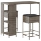 vidaXL 3-tlg. Gartenbar-Set mit Kissen Grau Poly Rattan vidaXL 3-tlg. Gartenbar-Set mit Kissen Grau Poly Rattan