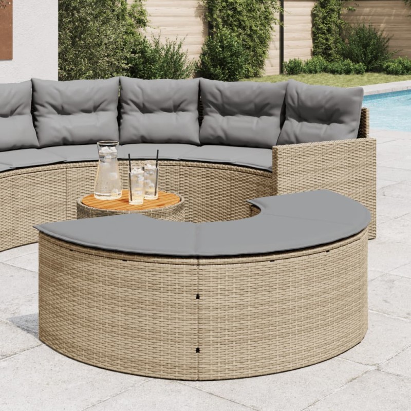 vidaXL Garten-Fußhocker mit Kissen Beige Poly-Rattan vidaXL Garten-Fußhocker mit Kissen Beige Poly-Rattan