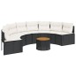 vidaXL Gartensofa mit Tisch und Kissen Halbrund Schwarz Poly-Rattan vidaXL Gartensofa mit Tisch und Kissen Halbrund Schwarz Poly-Rattan