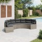 vidaXL Gartensofa mit Kissen Halbrund Grau Poly Rattan vidaXL Gartensofa mit Kissen Halbrund Grau Poly Rattan