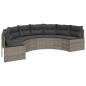 vidaXL Gartensofa mit Kissen Halbrund Grau Poly Rattan vidaXL Gartensofa mit Kissen Halbrund Grau Poly Rattan