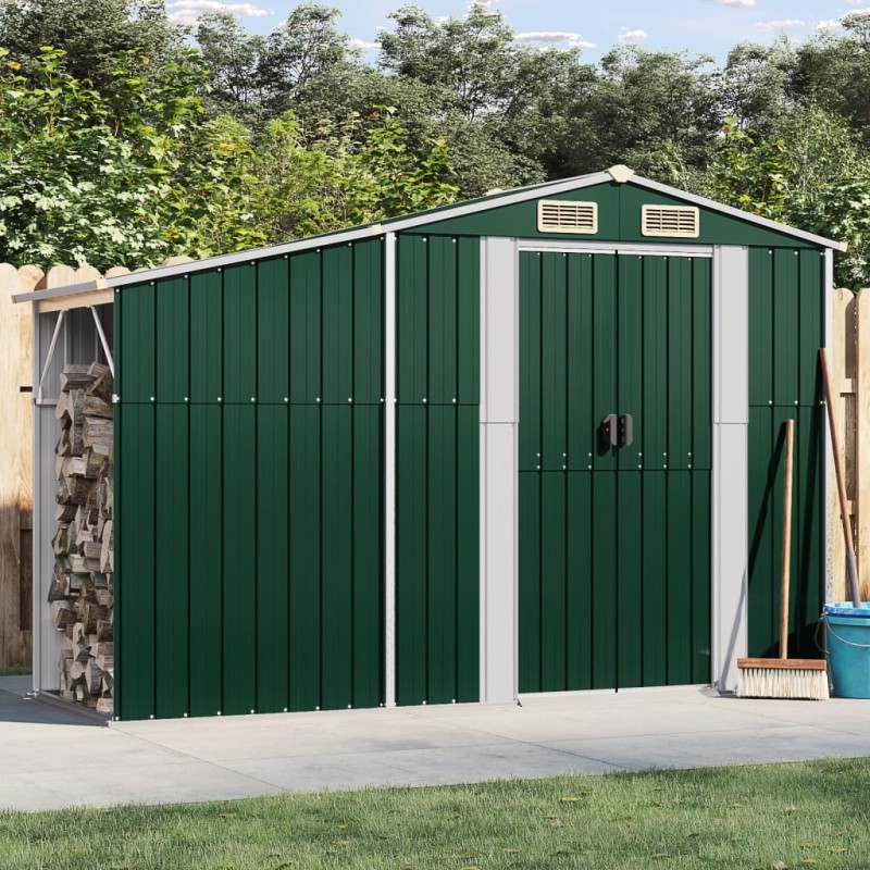 Gerätehaus Grün 277x93x179 cm Verzinkter Stahl Gerätehaus Grün 277x93x179 cm Verzinkter Stahl
