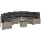 vidaXL Gartensofa mit Kissen Halbrund Grau Poly Rattan vidaXL Gartensofa mit Kissen Halbrund Grau Poly Rattan