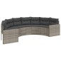 vidaXL Gartensofa mit Kissen Halbrund Grau Poly Rattan vidaXL Gartensofa mit Kissen Halbrund Grau Poly Rattan