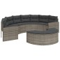 vidaXL Gartensofa mit Kissen Halbrund Grau Poly Rattan vidaXL Gartensofa mit Kissen Halbrund Grau Poly Rattan
