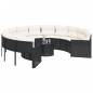 vidaXL Gartensofa mit Tisch und Kissen Rund Schwarz Poly-Rattan vidaXL Gartensofa mit Tisch und Kissen Rund Schwarz Poly-Rattan