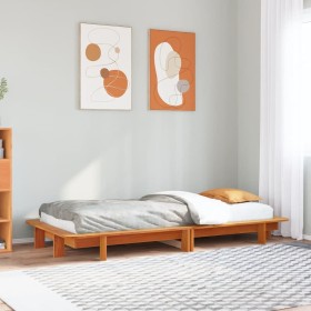 vidaXL Massivholzbett ohne Matratze Wachsbraun 75x190 cm Kiefernholz